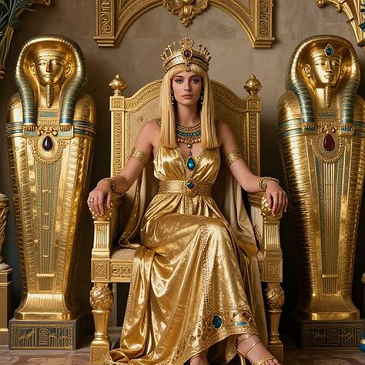 Blonde Cleopatra on Baroque Throne