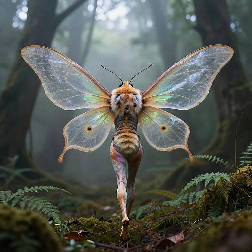 Mystical Moth Humanoid in Enchanted Forest