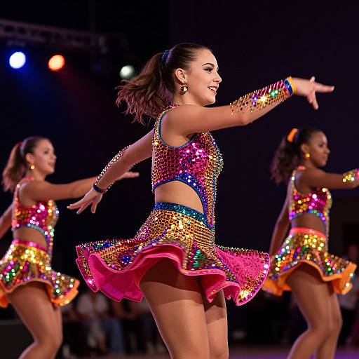 Vibrant Sequin Dance Costume Motion