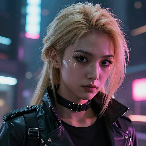 Cyberpunk Blonde with Intense Gaze