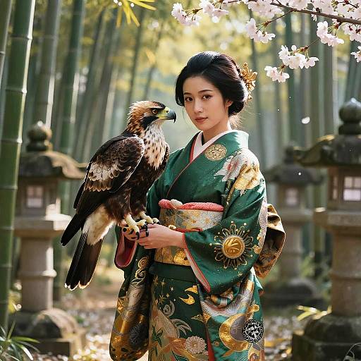 Samurai Noblewoman in Bamboo Grove