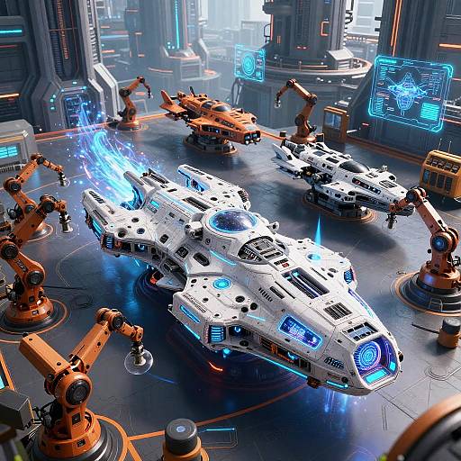 Futuristic AI Spaceship Fleet Creation