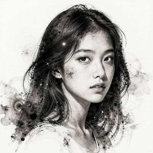 Fractal Ink Wash Girl Masterpiece