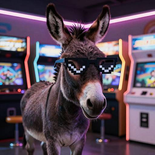 Donkey with Pixelated Gamer Glasses
