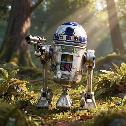 B1 Droid Holding Gun in Forest