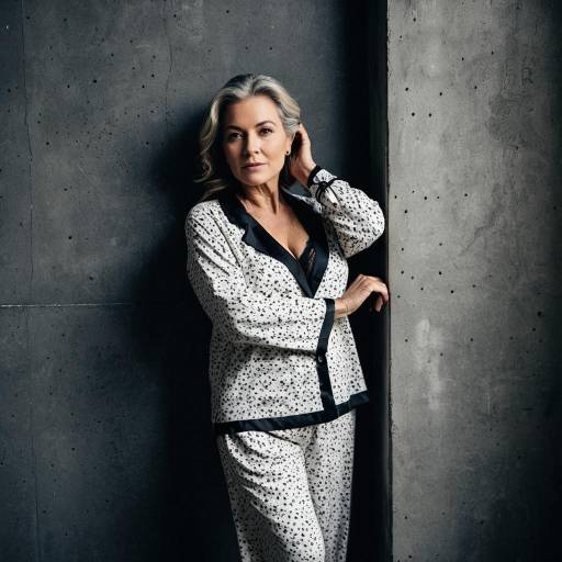 Elegant Mature Woman in Lingerie Pajama Set
