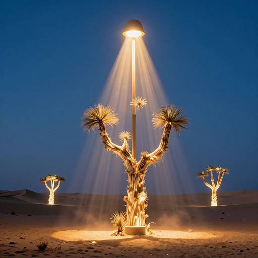 Glowing Desert Trees by Streetlamp