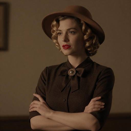 Vintage Blonde in Brown Dress