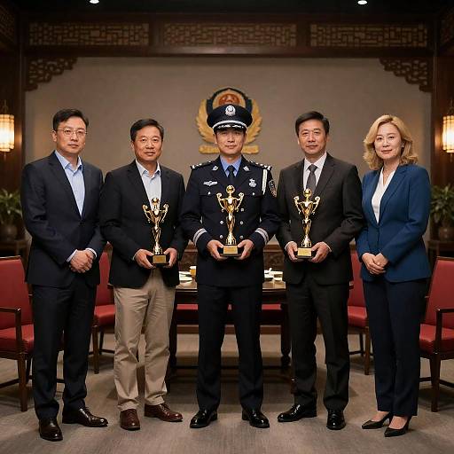 Dimly Lit Trophy Group Portrait