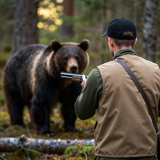 Mysterious Hunter in a Forest Scene