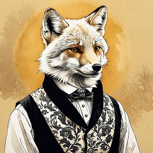Anthropomorphic Arctic Fox in Victorian Waistcoat