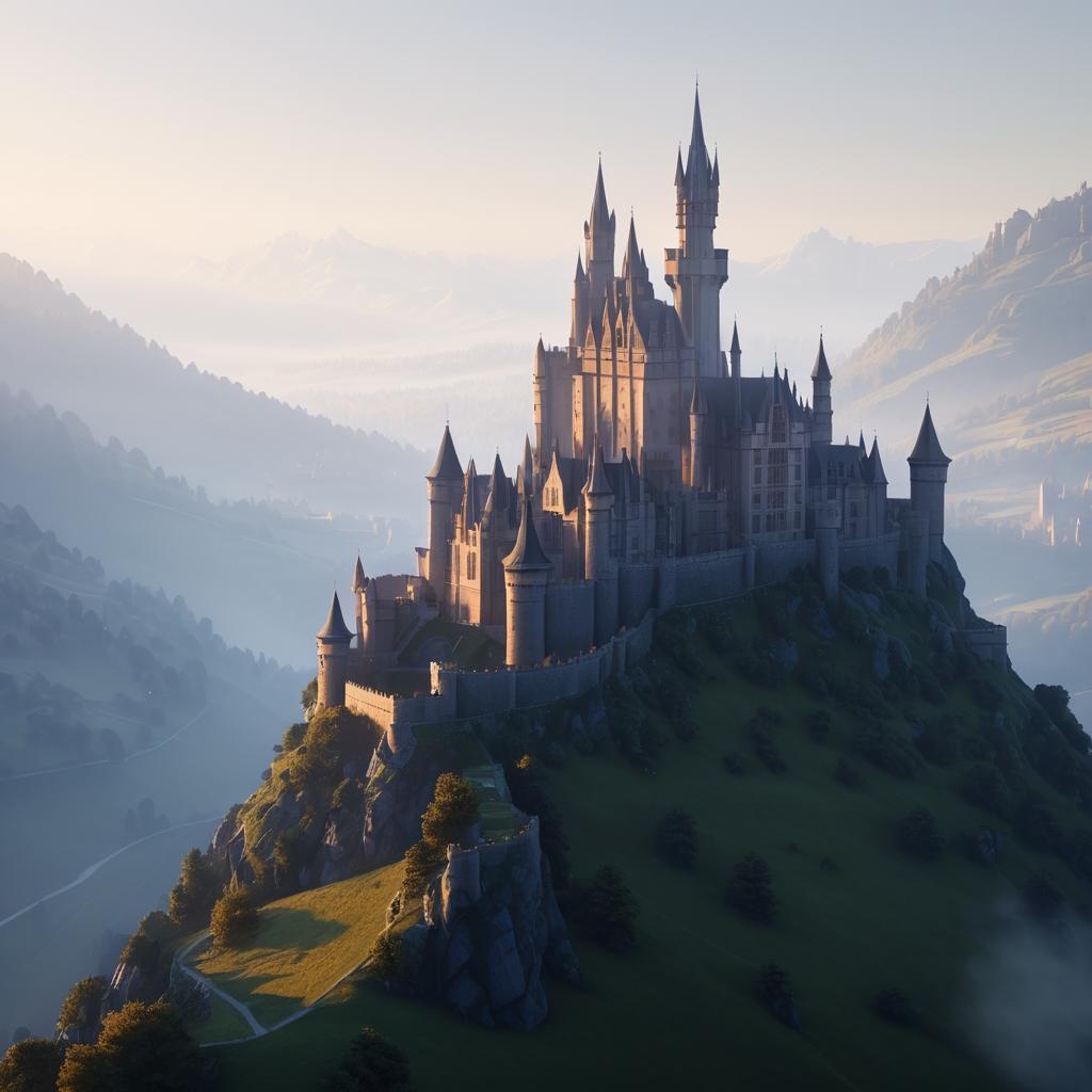 Majestic Mountain Castle at Dawn