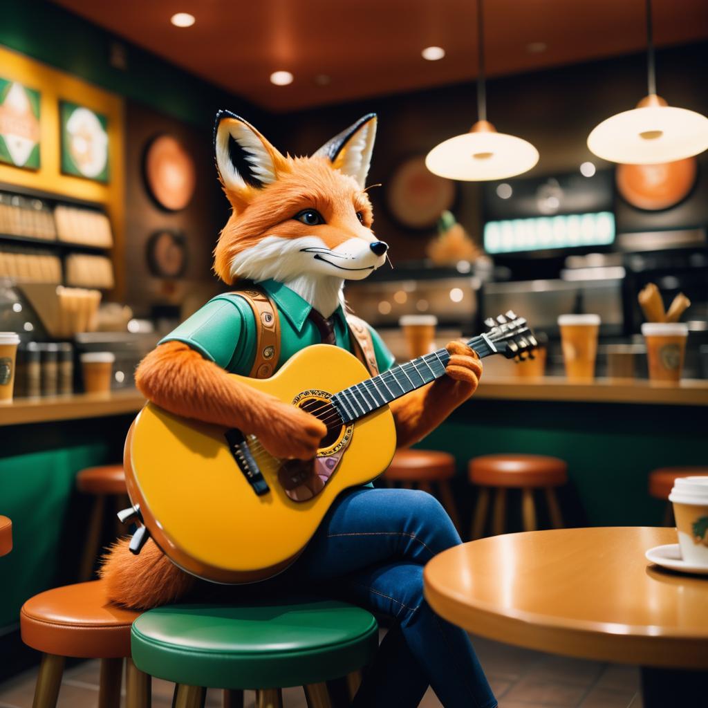 Vibrant Fox Guitarist at Starbucks