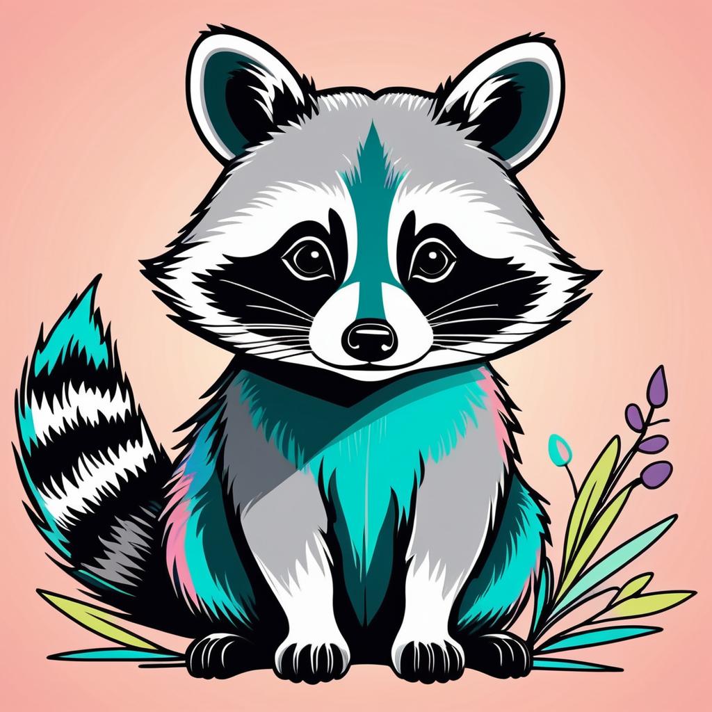 Playful Vector Art of a Sneaky Raccoon