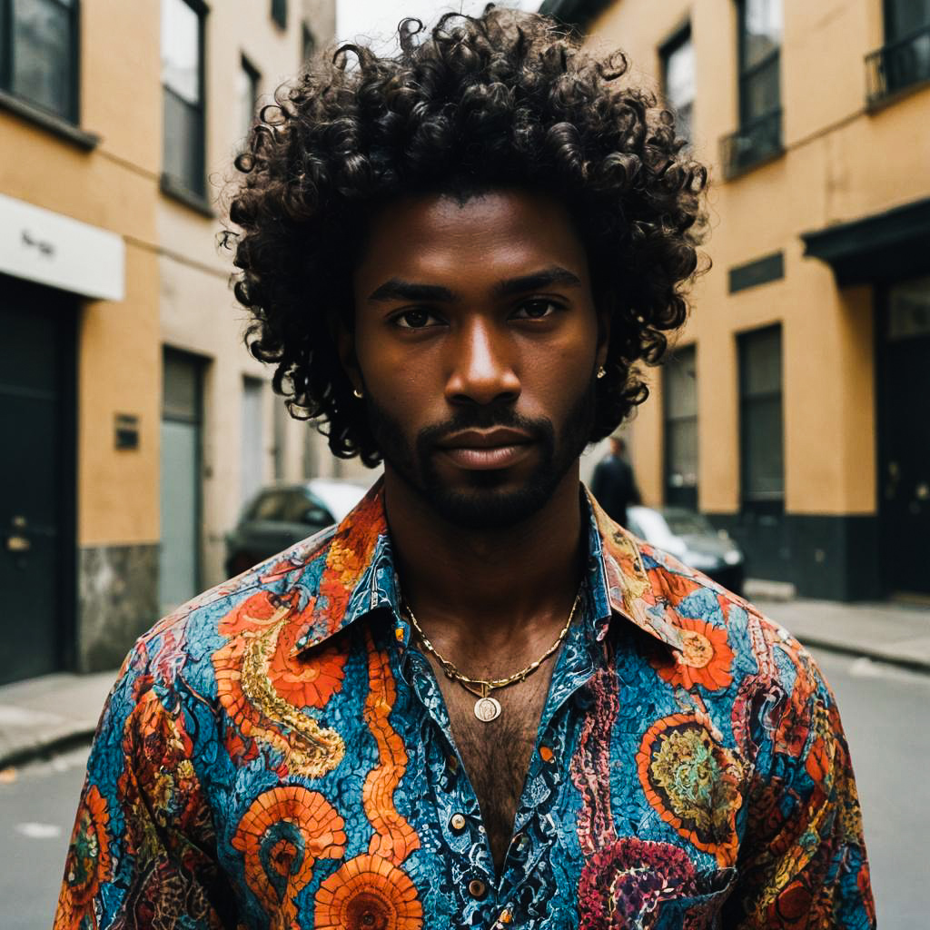 Vibrant Portrait of a Dark-Skinned Man