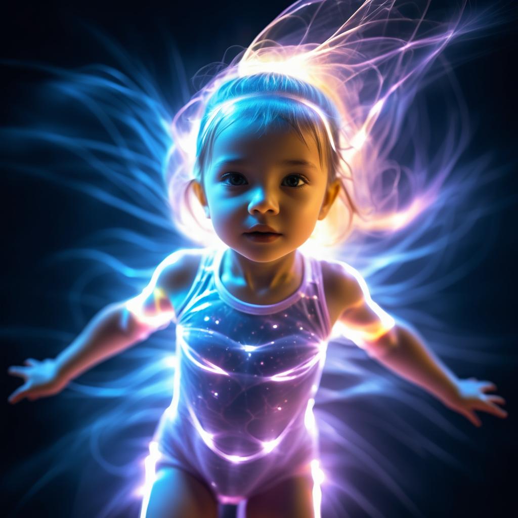 Glowing Child in a Fractured Reality