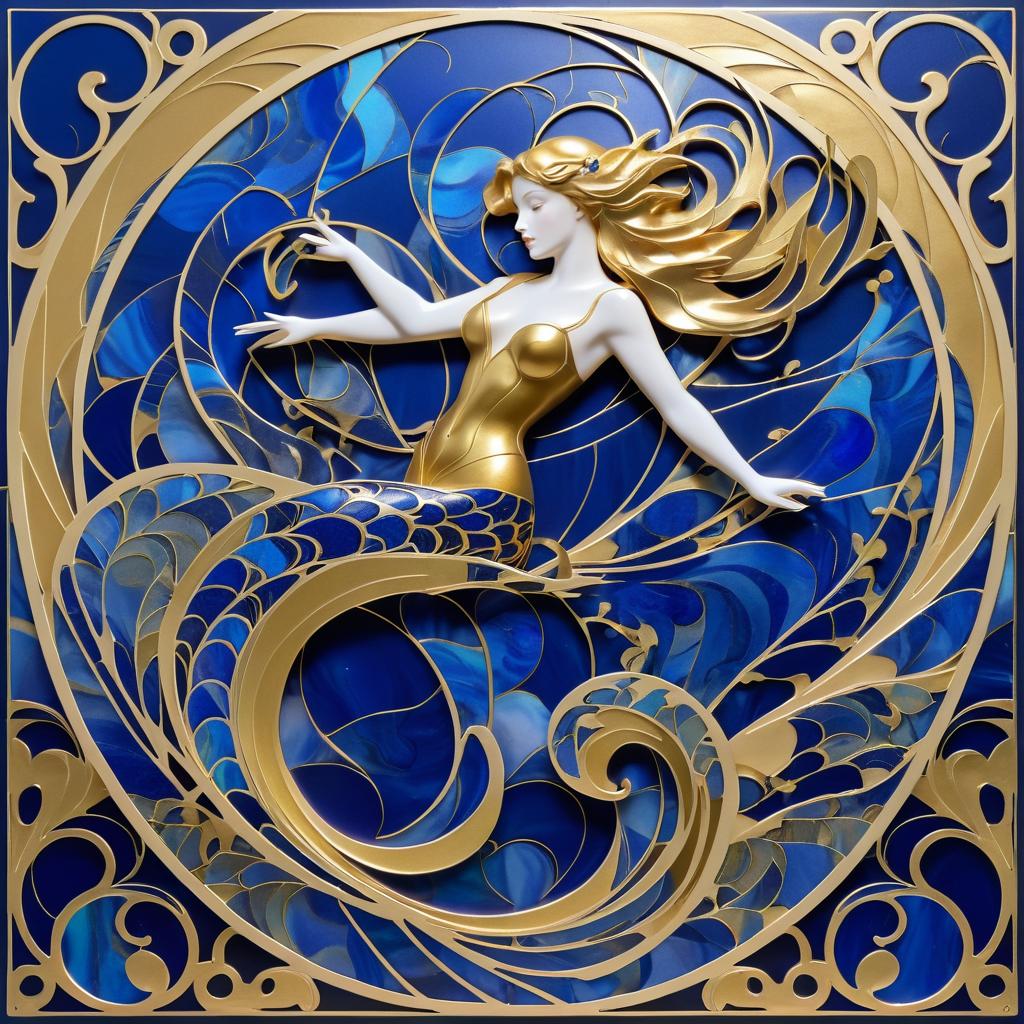 Dynamic Art Nouveau Mermaid Design