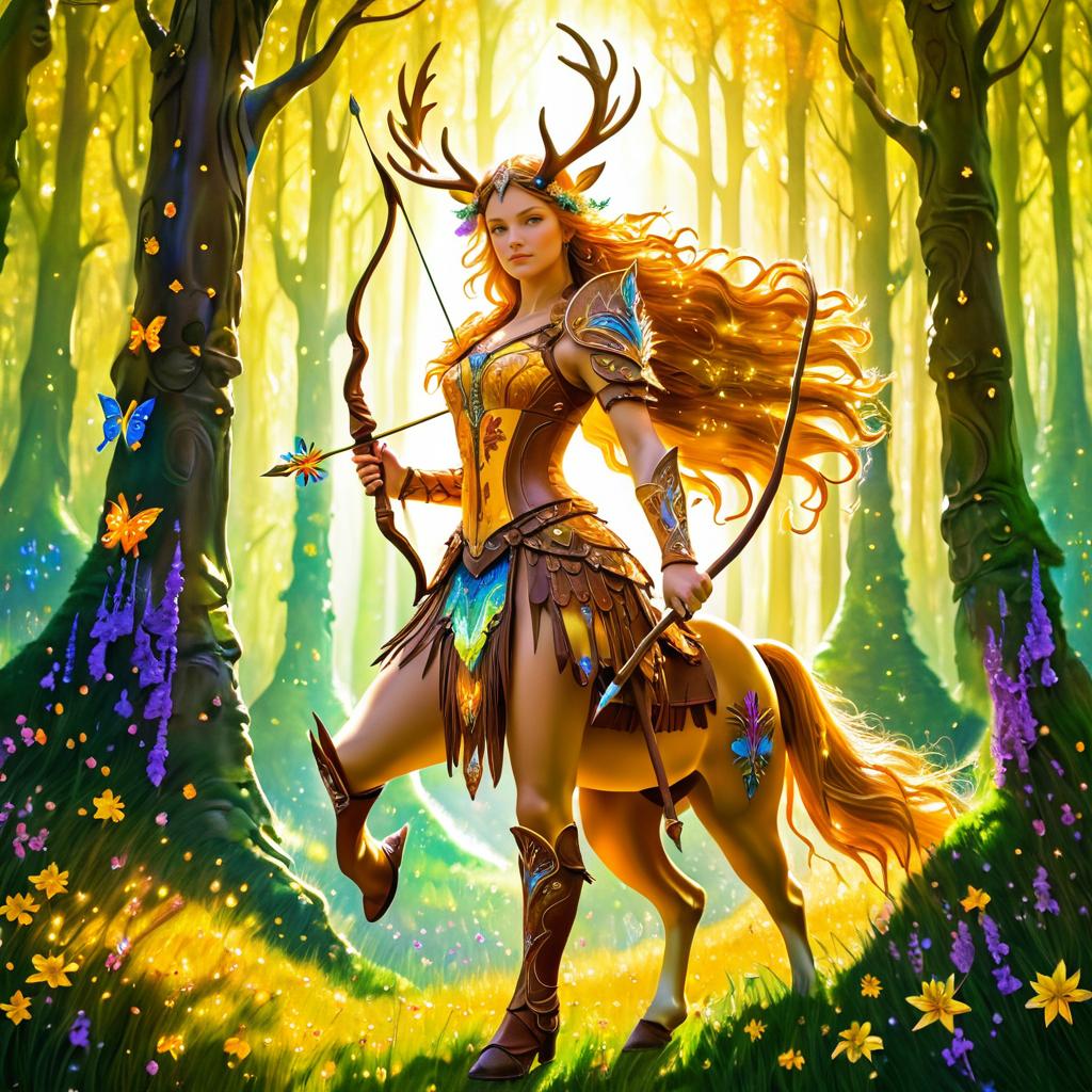 Enchanted Centaur Archer in Sunlit Forest