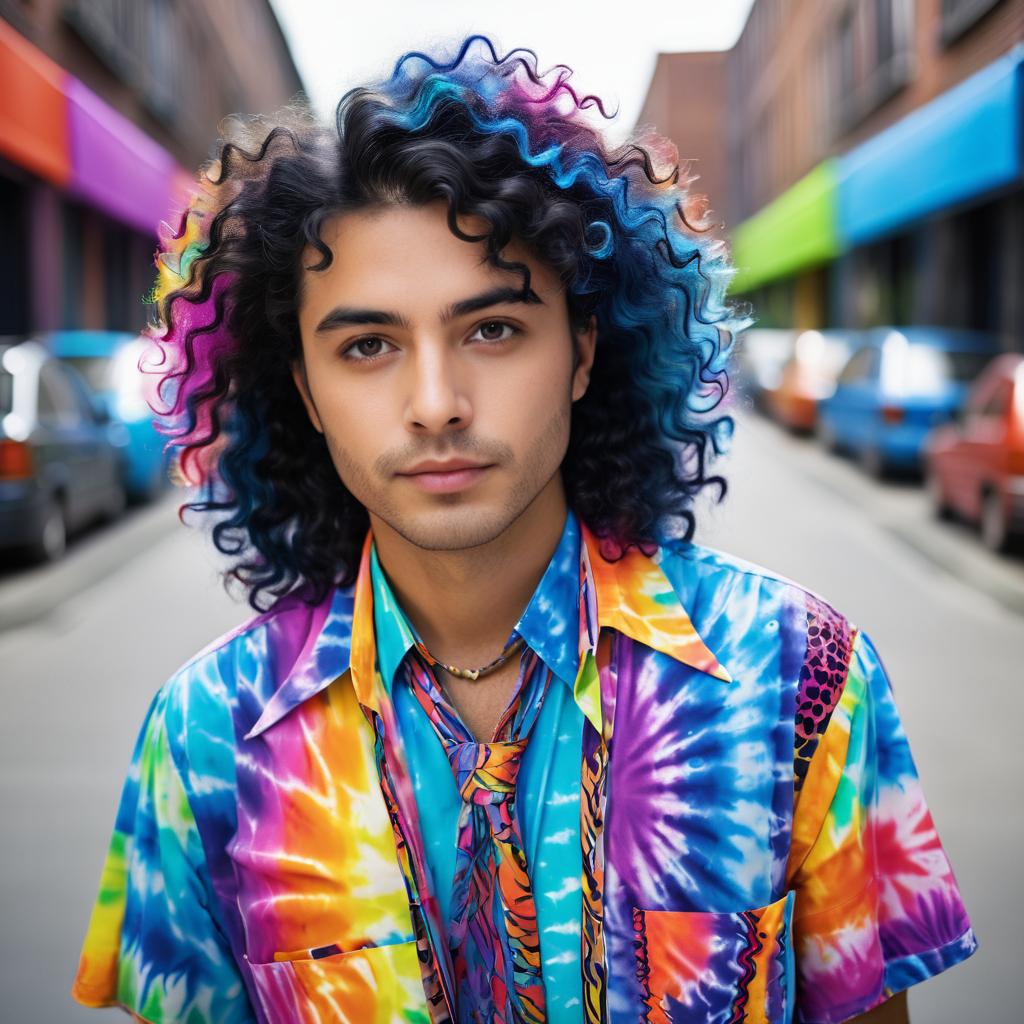 Vibrant Young Man in Funky Tie-Dye