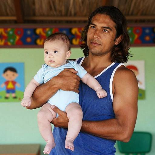 Calm Connection: Father and Baby Portrait