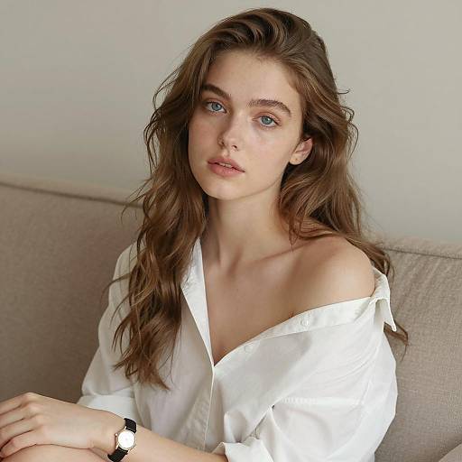 Cozy Indoor Portrait of Young Woman