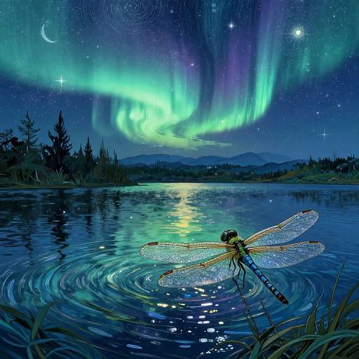 Aurora Borealis Over Serene Lake