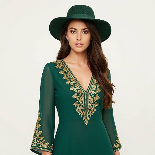 Elegant Woman in Green Dress