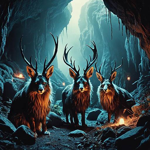 Ethereal Creatures in Misty Cave