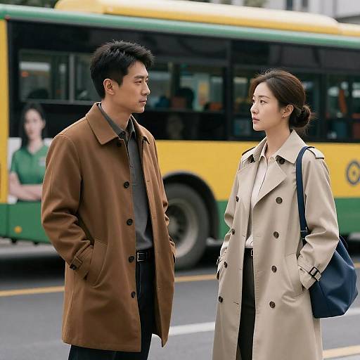 City Street Encounter Between Two Adults