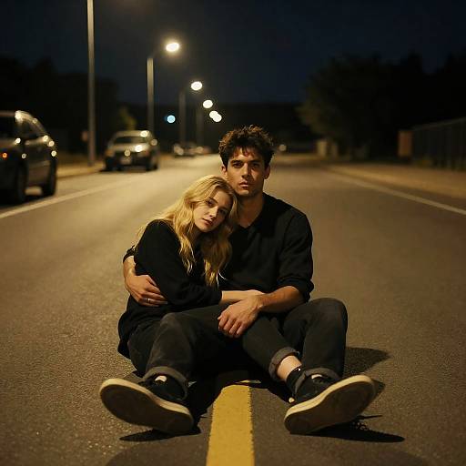 Romantic Night on an Empty Road