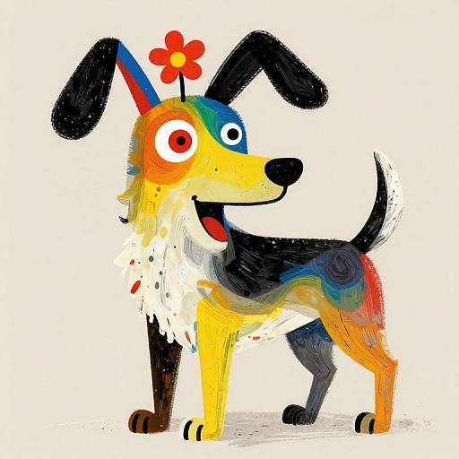 Whimsical Abstract Dog Illustration