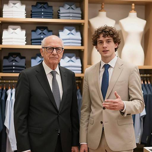 Stylish Duo in Clothing Store Setting