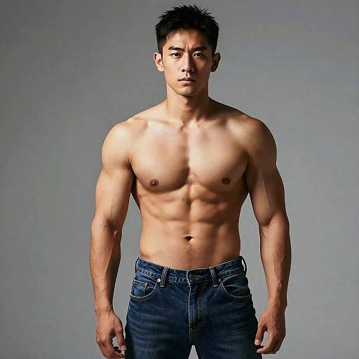 Muscular Asian Man Studio Portrait
