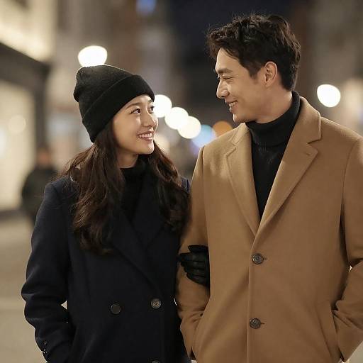 Cozy Winter Couple with Bokeh Lights