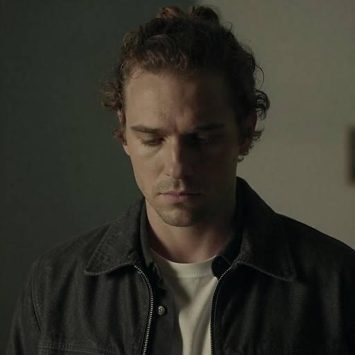 Serious Man with Messy Bun Portrait