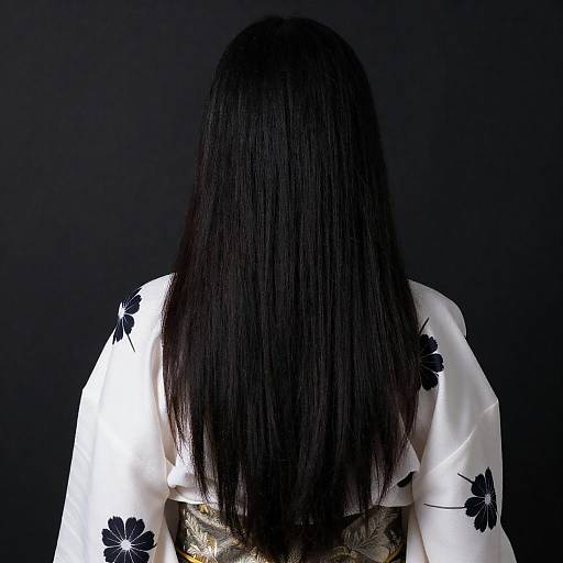 Mysterious Figure in Black and White Kimono