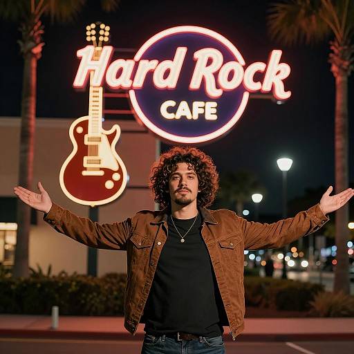 Man Embracing the Night at Hard Rock Cafe