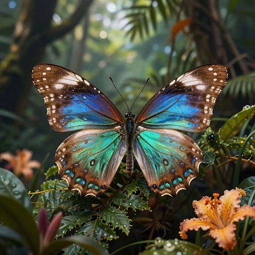 Enchanted Jeweled Butterfly in Rainforest