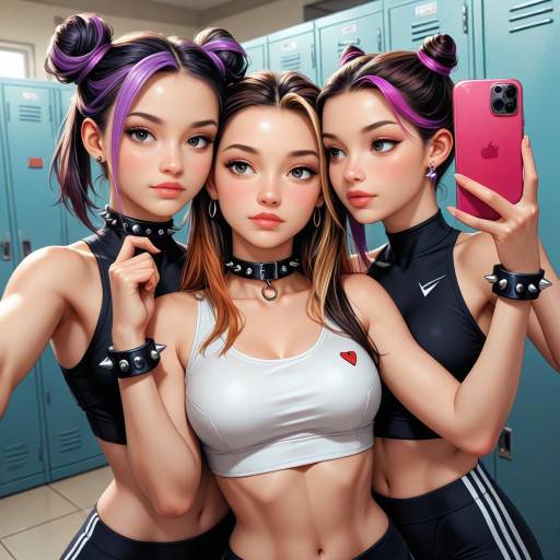 Yuri Selfie in Locker Room with Friends
