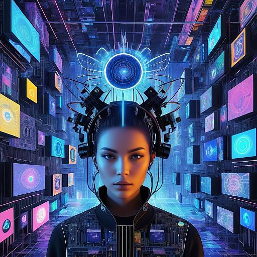 Cybernetic AI Portrait of Futuristic Beauty