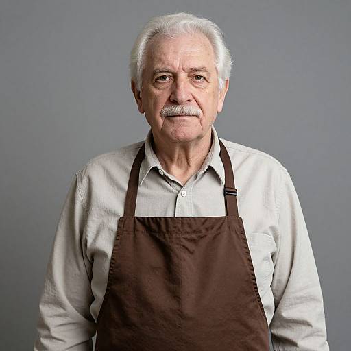 Elderly Man in Brown Apron