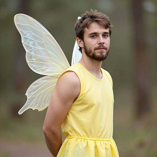 Realistic Male Fairy in Yellow Dress