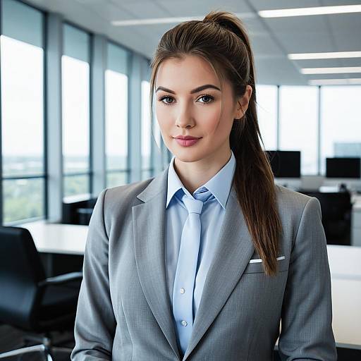 Confident Businesswoman in Grey Suit