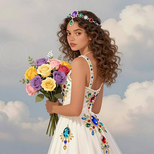 Whimsical Young Woman in Floral Elegance