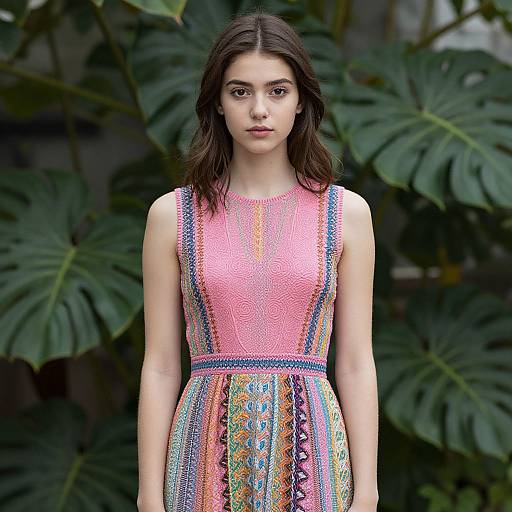Realistic Girl in Pink Crayon Dress