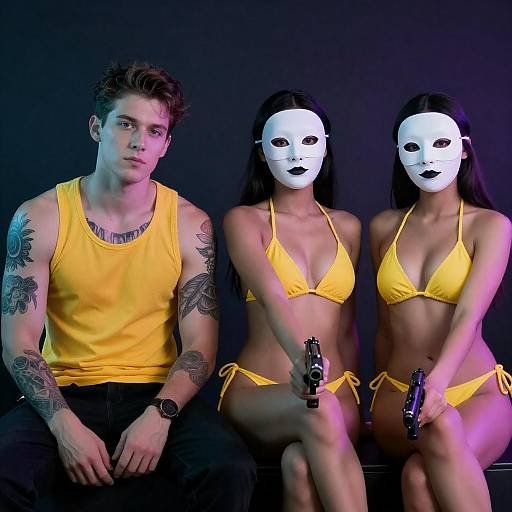 Mystery Trio in Neon Shadows