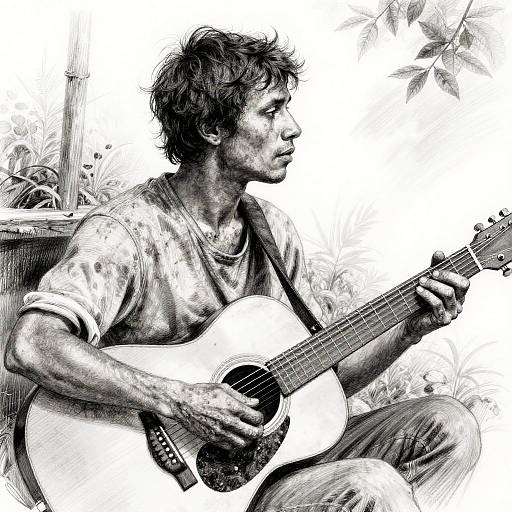 Emotional Sketch of Street Musician