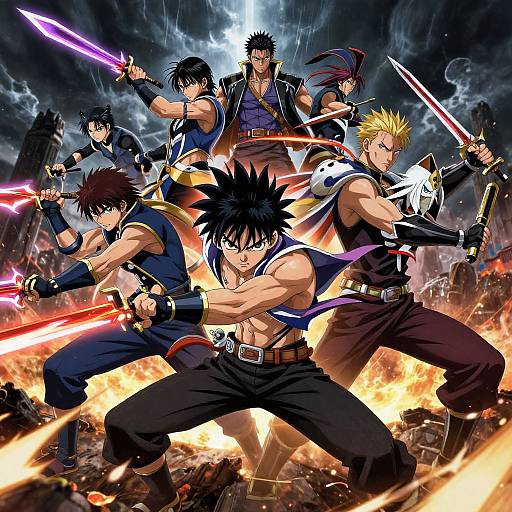 Dynamic Anime Battle Scene