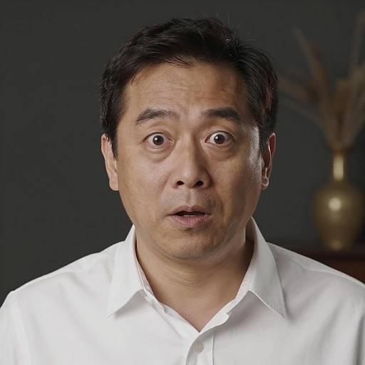 Surprised Man Portrait on Dark Background