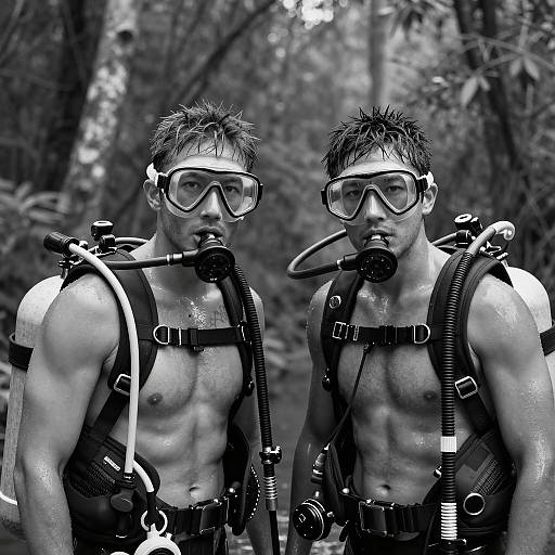 Intense Scuba Diver Portrait in Nature
